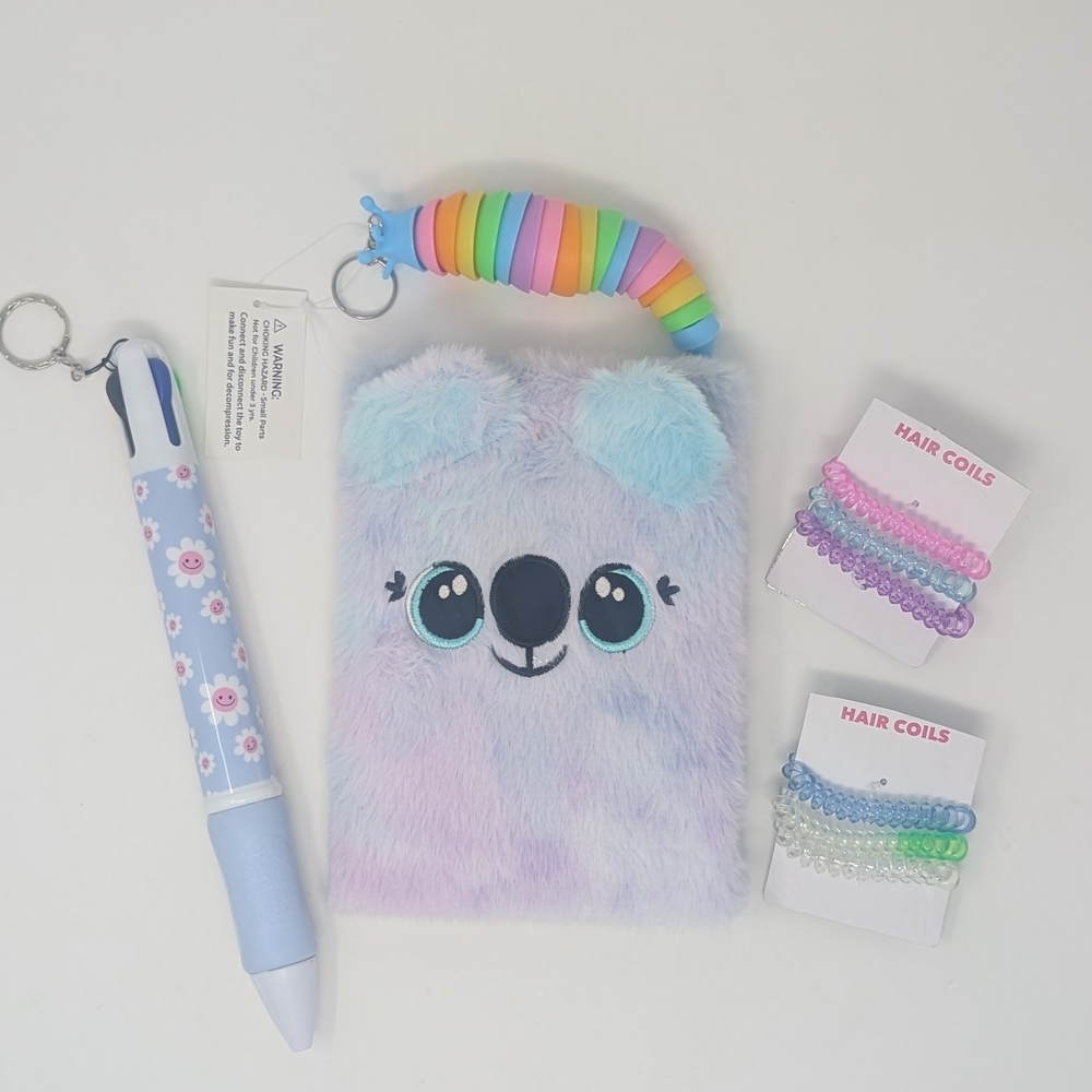 Cute Pastel Koala Notebook with Pen and Hair Coils